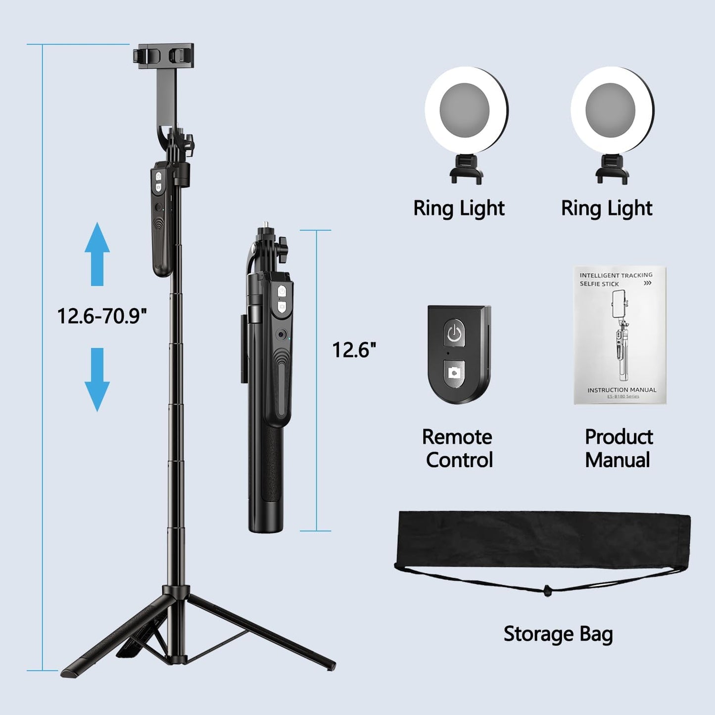 Tripod Selfie 360° avec Suivi AI - L'Accessoire Ultime pour Créateurs de Contenu - Télécommande, Lumières Pro et Micros en option