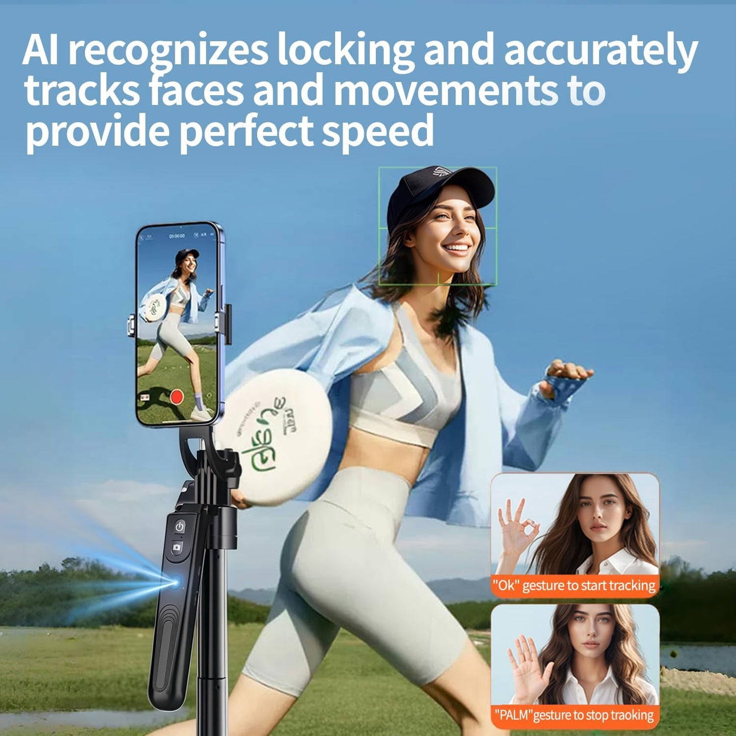 Tripod Selfie 360° avec Suivi AI - L'Accessoire Ultime pour Créateurs de Contenu - Télécommande, Lumières Pro et Micros en option